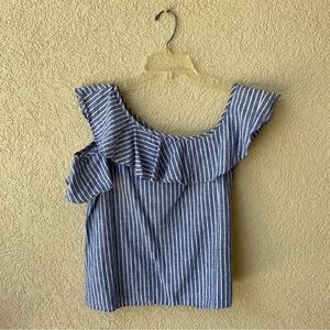 Madewell A-symmetrical striped linen blend blouse